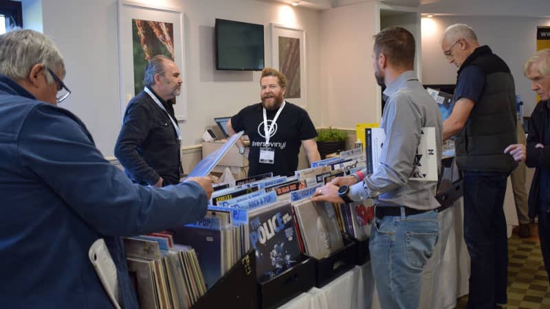 Vinyl records for sale at exhibition